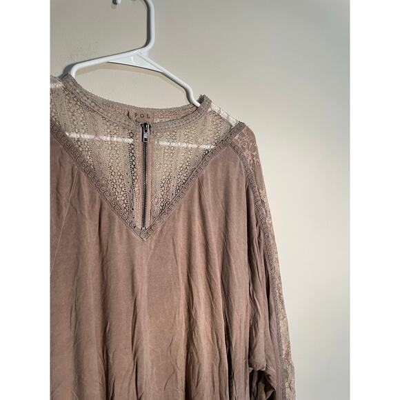 Pol Adley Lace Quarter Zip Bohemian Top Size Medium - Picture 5 of 10